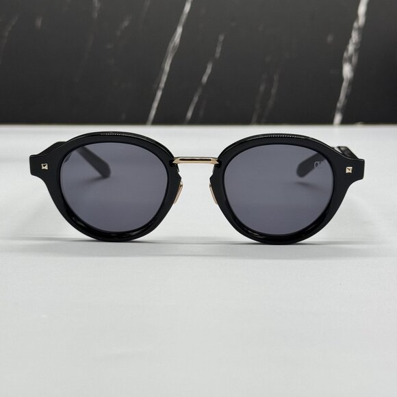 NEW VALENTINO VLS-132A BLACK ROUND SUNGLASSES VALENTINO - Picture 2 of 9